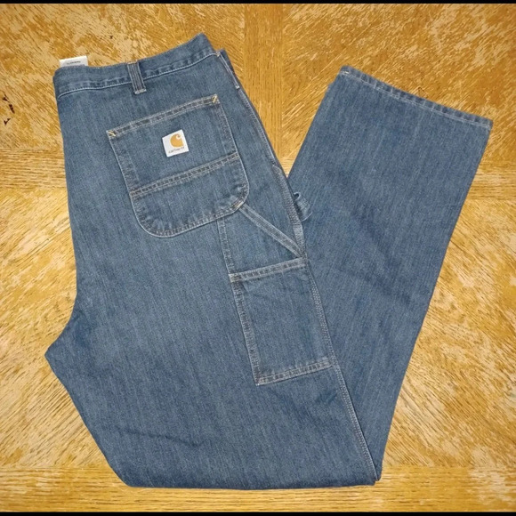 Carhartt 103327-966 Relaxed Fit Holter Dungaree Blue Jeans Size 40×34 RN 14806. - Picture 1 of 4